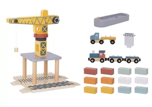 TOOKY TOY Dźwig Portowy Drewniany Zestaw - Tory, garaże, parkingi - miniaturka - grafika 2