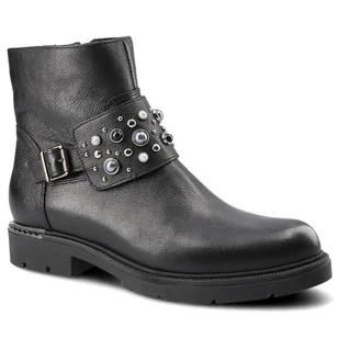 Czarne Botki Carinii Damskie Wygodne Buty Skórzane - Botki damskie - miniaturka - grafika 1