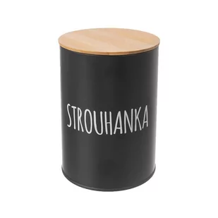 Czarny blaszany pojemnik na bułkę tartą z bambusową pokrywką Orion, 1,3 l - Pojemniki kuchenne - miniaturka - grafika 1