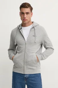 Pepe Jeans bluza bawełniana NEW JOE ZIP męska kolor szary z kapturem z aplikacją PM582717 - Bluzy męskie - miniaturka - grafika 1