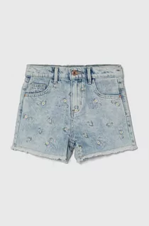 Spodnie i spodenki dla dziewczynek - Guess szorty jeansowe dziecięce kolor niebieski wzorzyste regulowana talia - grafika 1