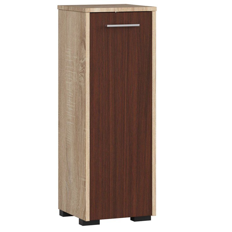 Szafka łazienkowa wolnostojąca: jedne drzwiczki, dwie półki, kolor: dąb sonoma wenge, wymiary mebla: szer. 30 cm, wys. 82 cm, gł. 30 cm
