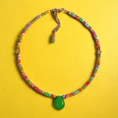 Naszyjniki - Choker : summer collection : kolorowa muszla, jadeit - miniaturka - grafika 1