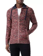 Swetry męskie - TOM TAILOR Męskie Kardigan 1034638, 30990 - Molten Lava Red Mouline, L - miniaturka - grafika 1