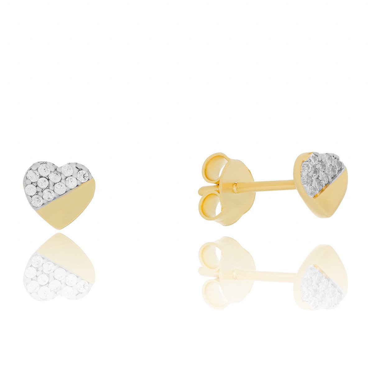 Złote kolczyki serduszka z cyrkoniami sztyfty pr. 333