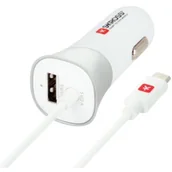 Ładowarki samochodowe - Skross ŁADOWARKA SAMOCHODOWA ZAPALNICZKA 12V/24V->1XUSB 5V 1A NA KABLU MICRO USB BIAŁA 2.900617 - miniaturka - grafika 1