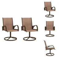 Fotele i krzesła ogrodowe - vidaXL Obrotowe krzesła ogrodowe 2 szt. Tekstylne i stalowe brązowe - Krzesła ogrodowe - miniaturka - grafika 1