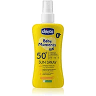 Kosmetyki kąpielowe dla dzieci - Chicco Baby Moments Sun spray do opalania dla dzieci SPF 50+ 0 m+ 150 ml - miniaturka - grafika 1