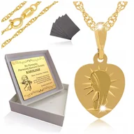 Biżuteria dla dzieci - Złoty Łańcuszek Komunijny Matka Boska 925 Grawer - miniaturka - grafika 1