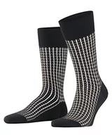 Skarpetki męskie - FALKE High Class ekologiczna bawełna półwysoka z wzorem 1 para skarpet, czarne (Black 3000), 41-42 - miniaturka - grafika 1