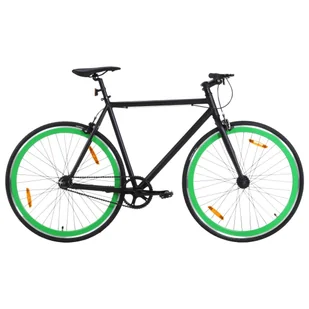 vidaXL Rower single speed, czarno-zielony, 700c, 55 cm - Rowery - miniaturka - grafika 1