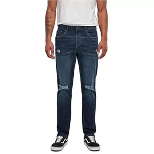 Urban Classics Distressed Stretch Denim Spodnie Męskie, Ciemnoniebieski wyblakły, 34 - Spodnie męskie - miniaturka - grafika 1