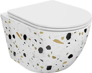 Mexen Lena miska wc Rimless z deską wolnoopadającą slim, duroplast, biała kamień terrazo - 30224096 - Miski WC - miniaturka - grafika 1