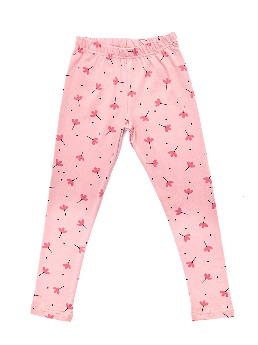 Dziewczęce legginsy z nadrukiem kwiatków pudrowe Tup Tup