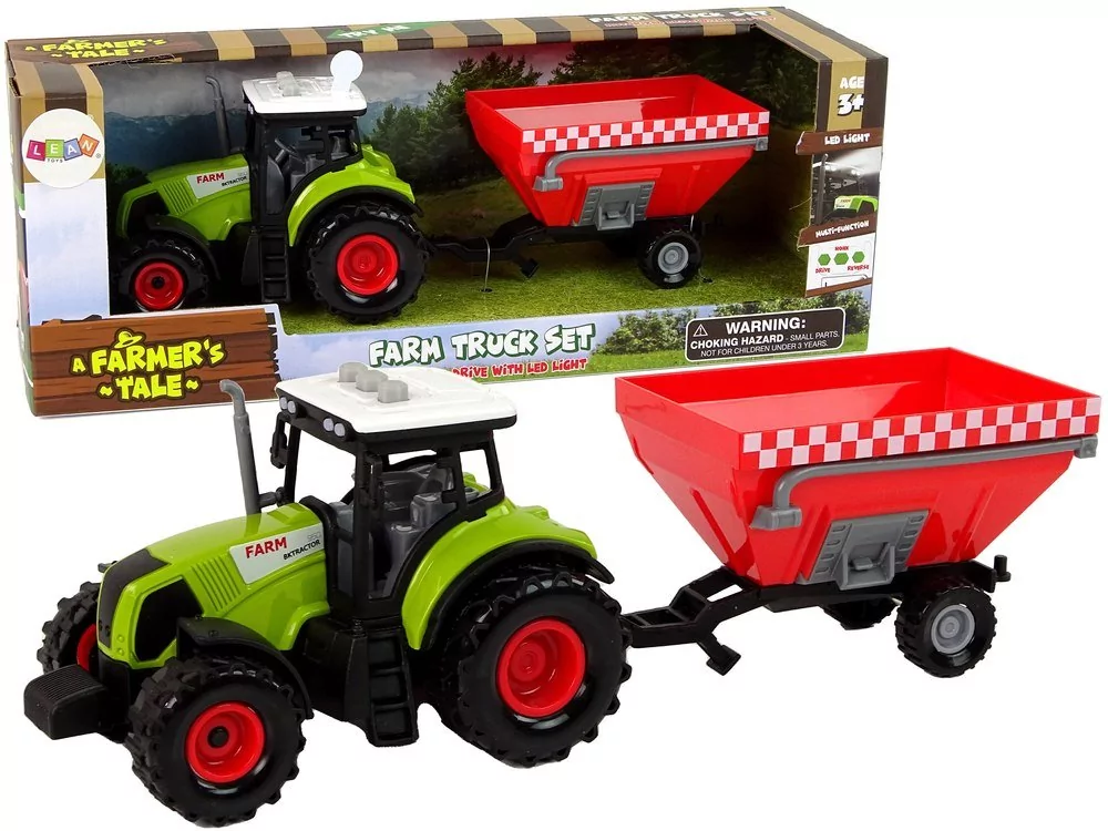 Traktor Farma Odpinana Przyczepa Na Zboże Dźwięk Zielony Import LEANToys
