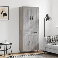 Szafki nocne - vidaXL Witrynka szary dąb sonoma 69,5x34x180cm materiał drewnopochodny - miniaturka - grafika 1