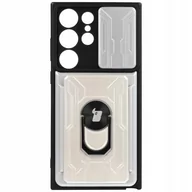 Etui i futerały do telefonów - Bizon Etui Case Camshield Card Slot Ring do Samsung Galaxy S23 Ultra białe - miniaturka - grafika 1