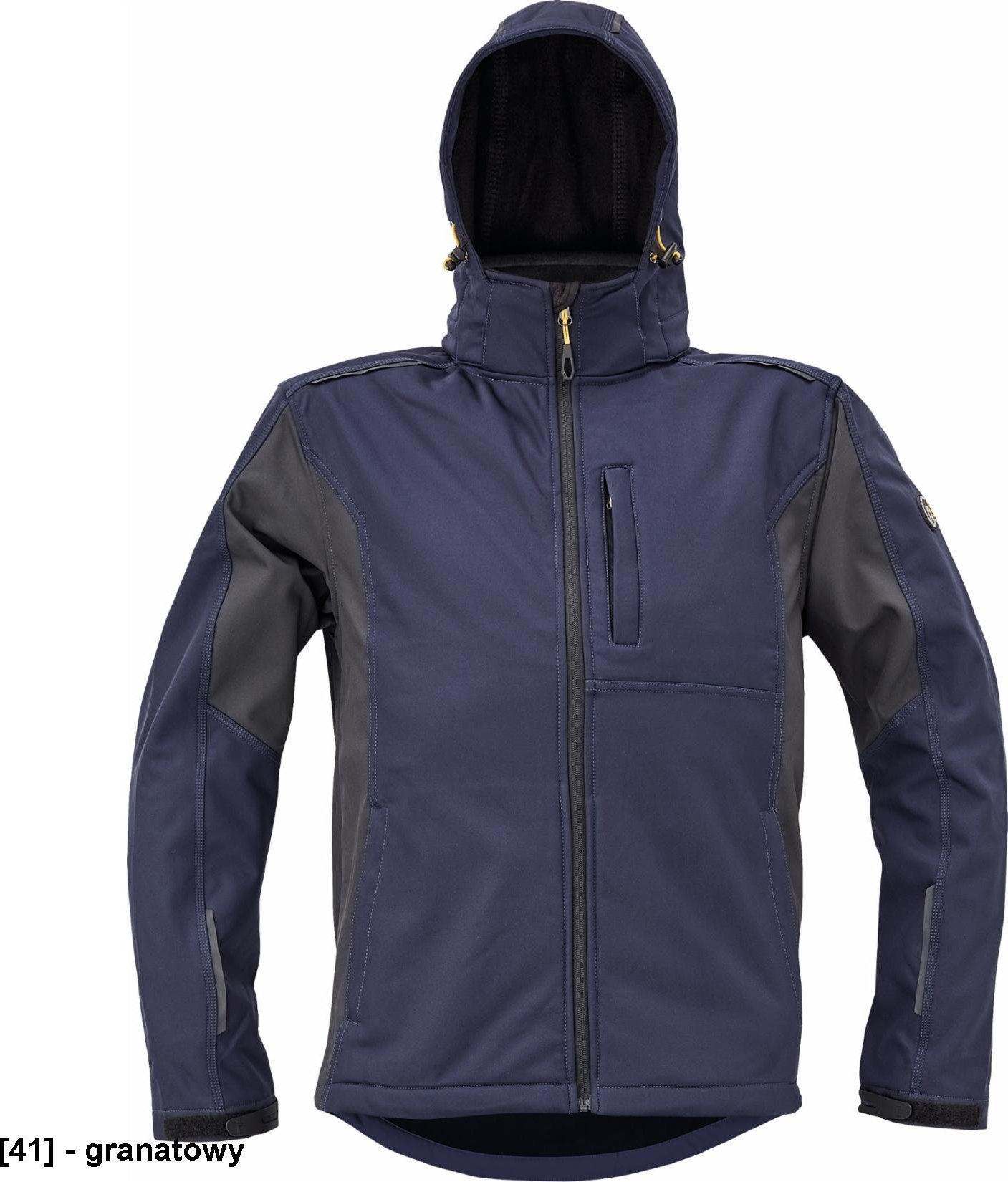 CERVA DAYBORO softshell - męska kurtka softshellowa, odpinany kaptur, odblaskowe elementy, 100% poliester - granatowy M