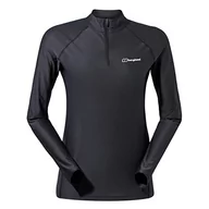 Koszulki i topy damskie - Berghaus Damska koszulka z długim rękawem 24/7, zapinana na zamek błyskawiczny Through Base Layer Top, Jet Black, 10 - miniaturka - grafika 1