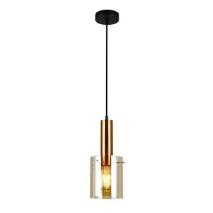 Italux Wisząca LAMPA skandynawska SARDO PND-5581-1-BRO+AMB loftowa OPRAWA szklany ZWIS okrągła tuba mosiądz bursztynowa PND-5581-1-BRO+AMB - Lampy sufitowe - miniaturka - grafika 1