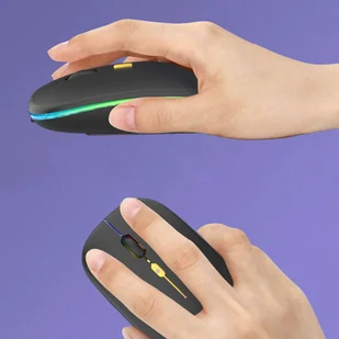Cicha Myszka slim mysz bezprzewodowa Alogy podświetlana LED RGB do laptopa tabletu Czarna 14567X1 - Myszki - miniaturka - grafika 7