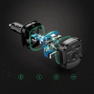 UGREEN Transmiter FM Bluetooth 5.0 ładowarka samochodowa MP3 3x USB TF micro SD 4,8 A czarny (ED040 70717) - Transmitery FM - miniaturka - grafika 9