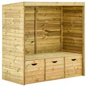 Ławki ogrodowe - vidaXL Ławka z zadaszeniem i 3 szufladami, 170 cm, lite drewno sosnowe - miniaturka - grafika 1
