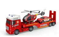 Pojazdy elektryczne dla dzieci - Auto Laweta Truck Straż Pożarna Z Helikopterem Oraz Autem Dla Dzieci - miniaturka - grafika 1