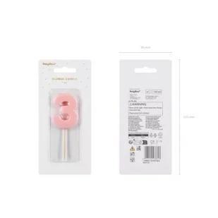 PartyDeco Świeczka 3 jasno różowa 5.5cm - Urodziny dla dorosłych - miniaturka - grafika 1