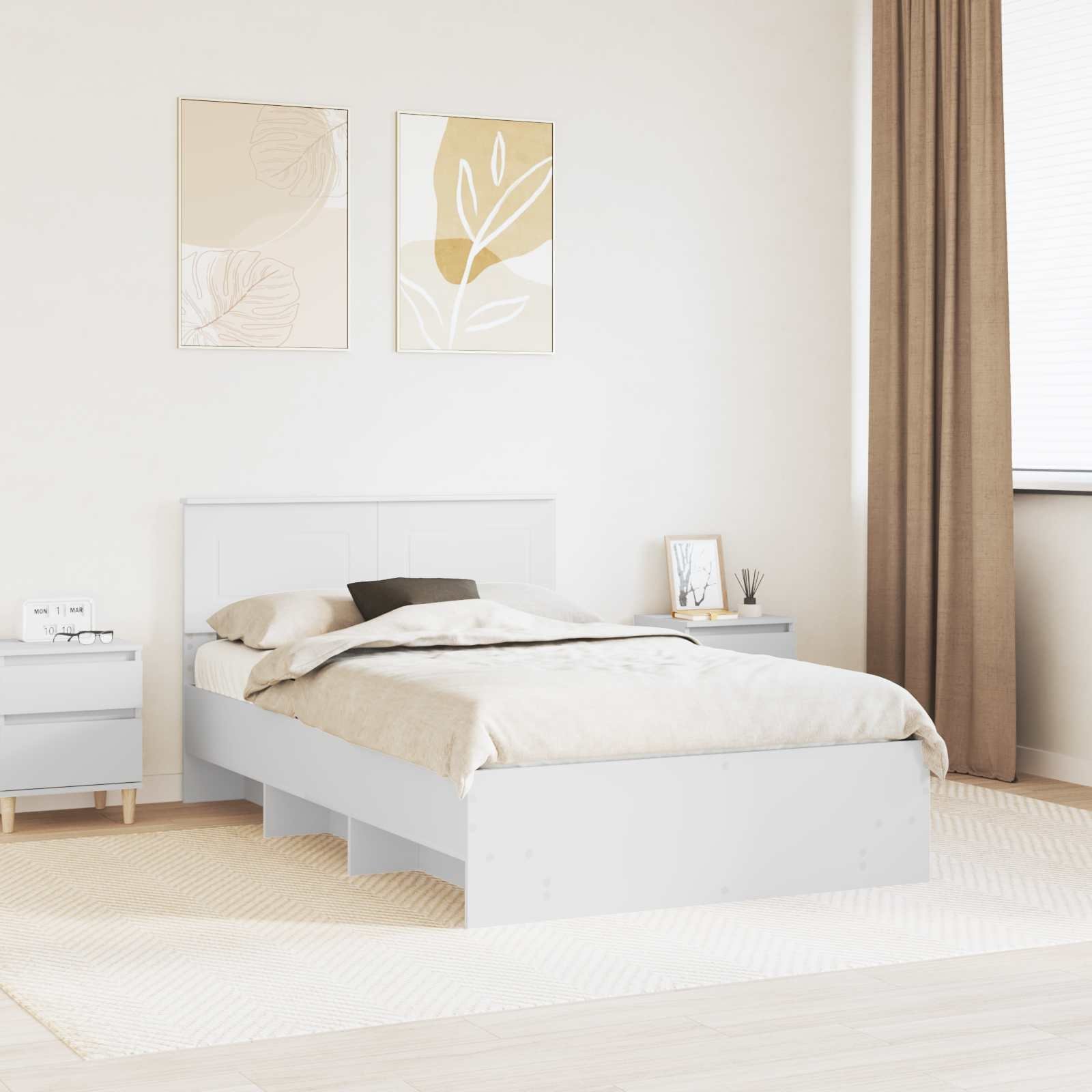 vidaXL Ramka łóżka Biały 120 x 123 cm Materiał drewnopochodny