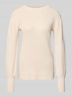 Sweter z dzianiny z prążkowanymi wykończeniami model ‘KANITA’ - Swetry damskie - miniaturka - grafika 1