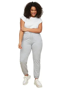 Trendyol Damskie spodnie dresowe Plus Size Normalna talia Skinny Fit Jogger Plus Size, Szary, XL - Spodnie damskie - miniaturka - grafika 1