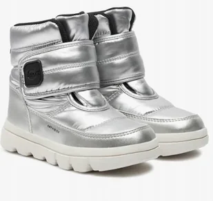 GEOX J46HWC ŚNIEGOWCE SREBRNE NA RZEPY DZIEWCZĘCE WYGODNE 36 JJA - Śniegowce damskie - miniaturka - grafika 1