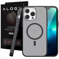 Etui i futerały do telefonów - Etui matowe na telefon Alogy MagMat Case do MagSafe obudowa ochronna do Apple iPhone 14 Pro Max Czarne + Szkło - miniaturka - grafika 1