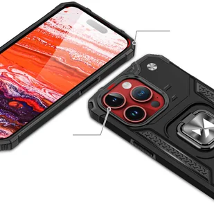 Pancerne etui z uchwytem na palec do iPhone 15 Pro Wozinsky Ring Armor - różowe złoto - Etui i futerały do telefonów - miniaturka - grafika 2