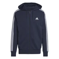 Bluzy męskie - Bluza z kapturem męska adidas ESSENTIALS 3-Stripes granatowa IC0434-M - miniaturka - grafika 1