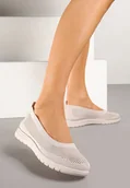 Trampki damskie - Beżowe Tenisówki z Elastyczną Cholewką Avisine - Renee - miniaturka - grafika 1