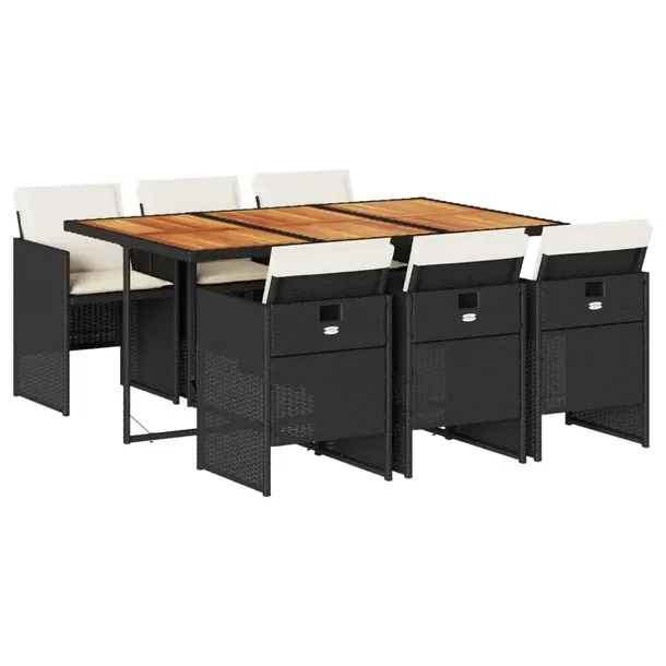 Zestaw Mebli Ogrodowych Rattan PE Czarno-Brązowy, Stół 165x106x73 cm, Kr