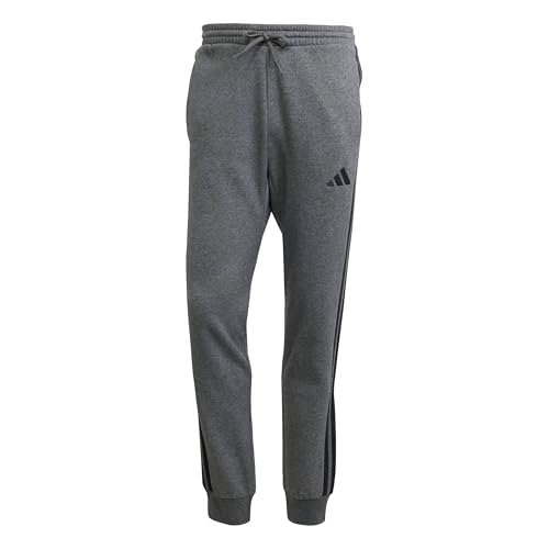 adidas Mężczyźni ESSENTIAL THREE STRIPES FLEECE PANT, dark grey heather/black, 3XL