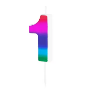 Świeczka na tort urodzinowy kolorowa cyfra 1 - Balony i akcesoria - miniaturka - grafika 1