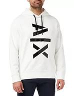 Bluzy męskie - Armani Exchange Męska bluza z kapturem Maxi Contrast, Cuffed Hooded, biały, XXL - miniaturka - grafika 1