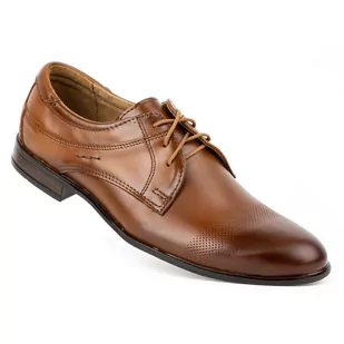 Buty wizytowe skórzane męskie 877L brązowe - Komodo - Półbuty męskie - miniaturka - grafika 1