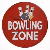 Tablice i flipcharty - Tabliczka dekoracyjna metalowa BOWLING ZONE - miniaturka - grafika 1