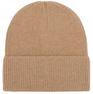 Czapki damskie - Czapka zimowa damska ze srebrną nitką błyszcząca camel - miniaturka - grafika 1