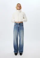 Kurtki damskie - Stradivarius Pikowana kurtka z wysokim kołnierzem Ecru XL - miniaturka - grafika 1