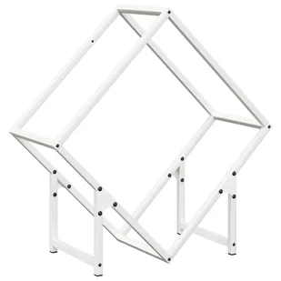 vidaXL Stojak na drewno opałowe biały 60x25x60 cm - Wózki magazynowe - miniaturka - grafika 1