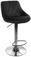 Taborety i hokery - Czarny hoker tapicerowany z oparciem i podnóżkiem - Melux 3X - miniaturka - grafika 1