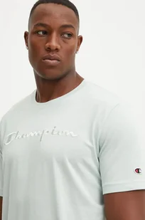 Champion t-shirt bawełniany męski kolor zielony gładki 220273 - Koszulki męskie - miniaturka - grafika 1