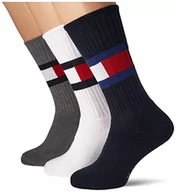 Skarpetki męskie - Tommy Hilfiger Zestaw 3 skarpet z flagą Ecom dla mężczyzn, Biały/Granatowy/Szary, 43 EU - miniaturka - grafika 1
