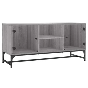 vidaXL Szafka pod telewizor ze szklanymi drzwiami Szara Sonoma 102x37x50 cm - Szafki RTV - miniaturka - grafika 1